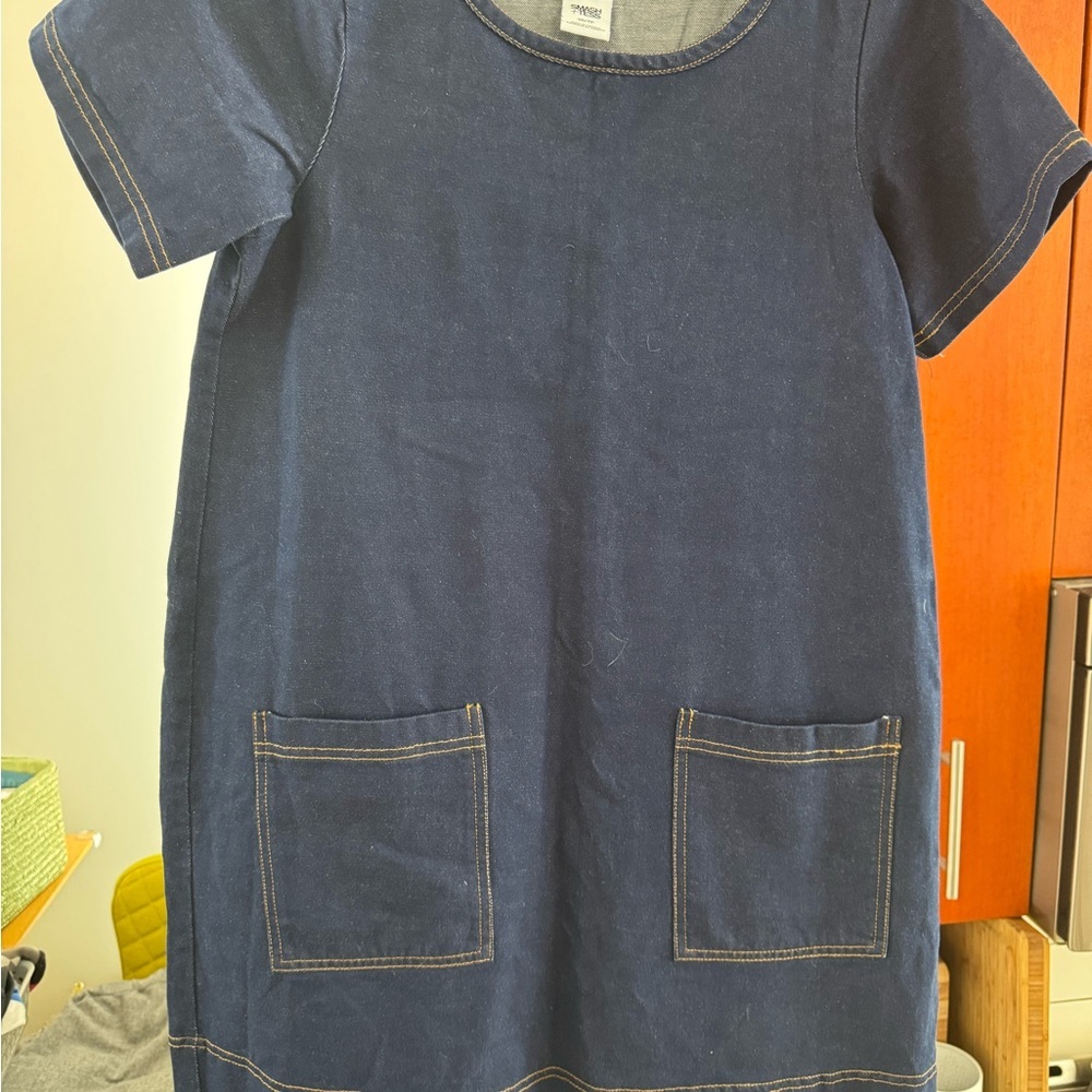 Smash + Tess Navy Short-Sleeve Denim Pocket Dress